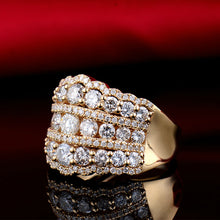 Load image into Gallery viewer, LOVERJEWELRY Wedding Band Ring 18k Yellow Gold Luxury Real Diamonds Ring For Women Engagement Party Rings Valentine&#39;s Day Gift
