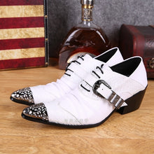 Load image into Gallery viewer, Italian Mens Shoes High Heels Snake Skin Genuine Leather Men&#39;s Shoes Oxford Pointed Toe Dress Formal Office sapato social