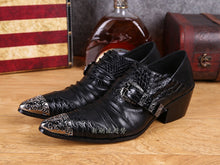 Load image into Gallery viewer, Italian Mens Shoes High Heels Snake Skin Genuine Leather Men&#39;s Shoes Oxford Pointed Toe Dress Formal Office sapato social