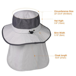 FURTALK Summer Sun Hat for Men Women Wide Brim UV Sun Protection Safari Hat with Neck Flap Outdoor Fishing Hiking Camping Cap