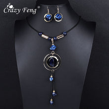 Load image into Gallery viewer, Jewelry Sets For Women Red Blue Long Round Tassel Pendant Necklace Drop Earrings Sets Gift