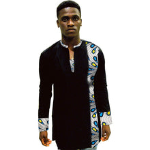 Load image into Gallery viewer, African Print Shirt Mens Dashiki Shirts Ankara Top Black &amp; Multi Coloured African Mens Clothing Africa Designed Men&#39;s Outfit