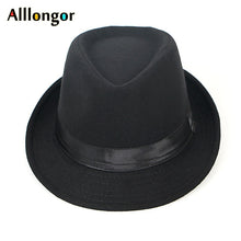 Load image into Gallery viewer, Wool Fedora Jazz Hat Men Chapeu Panama Masculino Sombrero Mujer Women Felt Hats Man Bowler Vintage Black Retro Cap