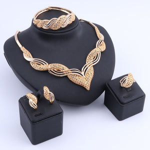 Jewelry Sets Fashion Nigerian Wedding African Beads Costume Necklace Bangle Earring Ring Gift Set