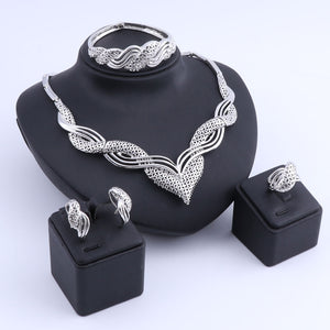 Jewelry Sets Fashion Nigerian Wedding African Beads Costume Necklace Bangle Earring Ring Gift Set