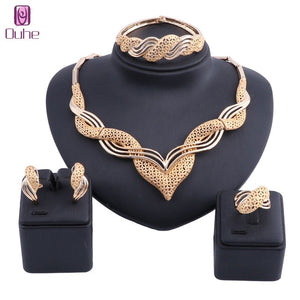 Jewelry Sets Fashion Nigerian Wedding African Beads Costume Necklace Bangle Earring Ring Gift Set