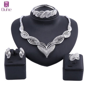 Jewelry Sets Fashion Nigerian Wedding African Beads Costume Necklace Bangle Earring Ring Gift Set