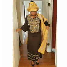 Load image into Gallery viewer, H&amp;D african dress for women plus size dresses with head wraps women&#39;s embroidered maxi dress 2019 dashiki african clothes S3314