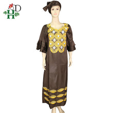 Load image into Gallery viewer, H&amp;D african dress for women plus size dresses with head wraps women&#39;s embroidered maxi dress 2019 dashiki african clothes S3314