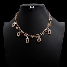 Load image into Gallery viewer, Jewelry Sets African Bridal Gold Color Necklace Stud Earrings Wedding Crystal Set for Women Fashion Costume Jewellery Set