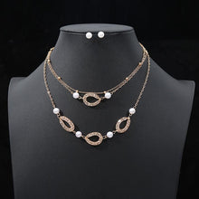 Load image into Gallery viewer, Jewelry Sets African Bridal Gold Color Necklace Stud Earrings Wedding Crystal Set for Women Fashion Costume Jewellery Set