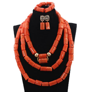 Coral Beads Jewelry Set Real Coral Big Bead Necklace Jewelry Set for Women