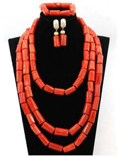 Load image into Gallery viewer, Coral Beads Jewelry Set Real Coral Big Bead Necklace Jewelry Set for Women