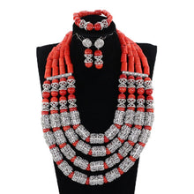 Load image into Gallery viewer, Coral Beads Jewelry Set Real Coral Big Bead Necklace Jewelry Set for Women