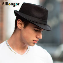 Load image into Gallery viewer, Wool Fedora Jazz Hat Men Chapeu Panama Masculino Sombrero Mujer Women Felt Hats Man Bowler Vintage Black Retro Cap