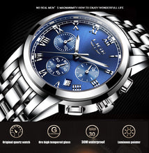 Load image into Gallery viewer, Men Watches Full Steel Waterproof Sport Quartz Watch Men Fashion Date Clock Chronograph