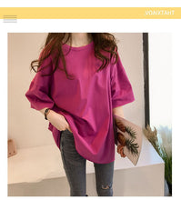 Load image into Gallery viewer, Candy Color Short Sleeve Loose T-Shirts Girls Summer O-Neck  Women T-Shirt Lady Tops
