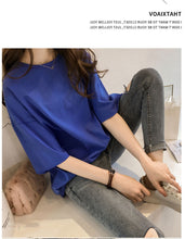 Load image into Gallery viewer, Candy Color Short Sleeve Loose T-Shirts Girls Summer O-Neck  Women T-Shirt Lady Tops