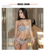 Load image into Gallery viewer, Fashion Sexy Bra Sets Plus Size C D Cup Thin Cotton Underwear Women Set Lace Comfortable Brassiere Gray Bras Embroidery Lingerie