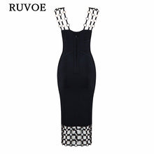 Load image into Gallery viewer, New Summer Sexy Women Bandage Dress White Black Metal Hollow Out O-Neck Knee-Length Elegant Lady Evening Party Dresses B-17