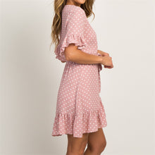 Load image into Gallery viewer, Beach Fashion Short Sleeve V-neck Polka Dot A-line Party Sundress