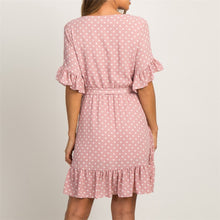 Load image into Gallery viewer, Beach Fashion Short Sleeve V-neck Polka Dot A-line Party Sundress