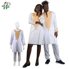 Load image into Gallery viewer, H&amp;D 2019 mens clothes african clothing for men and women couple dress white bazin dashiki embroidery kid boy family clothes