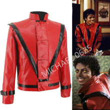 Load image into Gallery viewer, Rare MJ Michael Jackson Thriller MTV limited Edition Red England Retro Leather Jacket collection Outwear Any Size