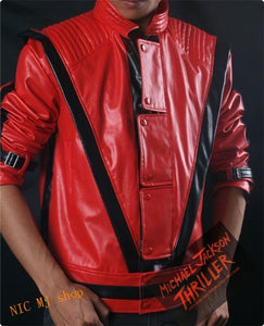 Rare MJ Michael Jackson Thriller MTV limited Edition Red England Retro Leather Jacket collection Outwear Any Size