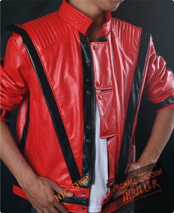 Rare MJ Michael Jackson Thriller MTV limited Edition Red England Retro Leather Jacket collection Outwear Any Size