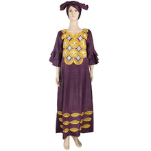 Load image into Gallery viewer, H&amp;D african dress for women plus size dresses with head wraps women&#39;s embroidered maxi dress 2019 dashiki african clothes S3314