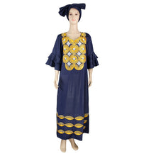 Load image into Gallery viewer, H&amp;D african dress for women plus size dresses with head wraps women&#39;s embroidered maxi dress 2019 dashiki african clothes S3314