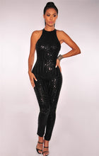 Load image into Gallery viewer, sexy Gold sequin jumpsuit mesh Romper Summer Women Glitter Halter Open Back Party bodycon jumpsuit body ladies Overalls Clubwear