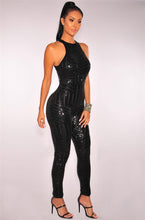 Load image into Gallery viewer, sexy Gold sequin jumpsuit mesh Romper Summer Women Glitter Halter Open Back Party bodycon jumpsuit body ladies Overalls Clubwear
