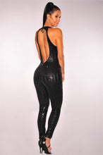 Load image into Gallery viewer, sexy Gold sequin jumpsuit mesh Romper Summer Women Glitter Halter Open Back Party bodycon jumpsuit body ladies Overalls Clubwear