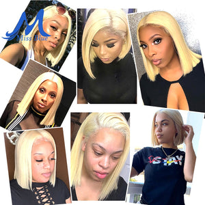 Missblue 13x6 Lace Front Human Hair Wigs For Black Women 613 Blonde Short Bob Transparent Lace Wigs Brazilian Hair Pre Plucked