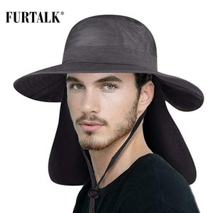 FURTALK Summer Sun Hat for Men Women Wide Brim UV Sun Protection Safari Hat with Neck Flap Outdoor Fishing Hiking Camping Cap