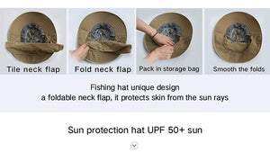 FURTALK Summer Sun Hat for Men Women Wide Brim UV Sun Protection Safari Hat with Neck Flap Outdoor Fishing Hiking Camping Cap