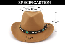 Load image into Gallery viewer, Men Women Felt Hats Ribbon Band Western Cowboy Hat Black 6 Colors Trilby Bowler Hat for Unisex