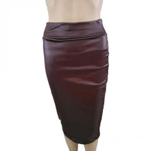 Load image into Gallery viewer, Women High Waist Faux Leather Pencil Skirt Body con Skirt Solid Sexy
