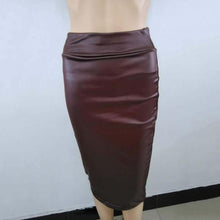 Load image into Gallery viewer, Women High Waist Faux Leather Pencil Skirt Body con Skirt Solid Sexy