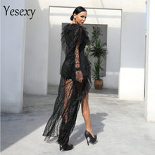 Load image into Gallery viewer, 2020 Deep V Neck Ruffles Long Sleeve Elegant See Through Romper