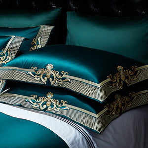 New 1000TC Egyptian Cotton Royal Luxury Bedding set King Queen Size Embroidery Bed set Duvet Cover Bedsheet set parrure de lit