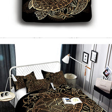 Load image into Gallery viewer, Bedding Outlet Turtles Bedding Set Duvet Animal Golden Tortoise Bed Cover Set King Sizes Flowers Lotus Home Textiles 3pcs Luxury