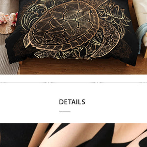 Bedding Outlet Turtles Bedding Set Duvet Animal Golden Tortoise Bed Cover Set King Sizes Flowers Lotus Home Textiles 3pcs Luxury