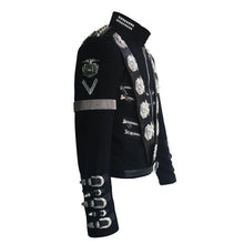 Load image into Gallery viewer, Rare MJ Michael Jackson BAD Black Classic Jacket With Silver Eagle Badges Punk Metal Fashion Badge woolen Clothing Show Gift