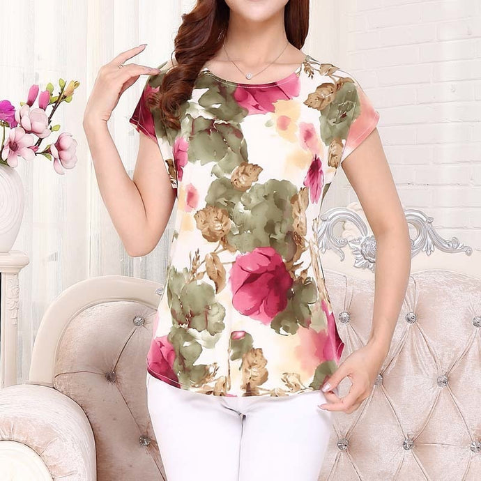 Women Summer Tops Short T Shirt Silk