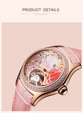 Load image into Gallery viewer, Reef Tiger/RT Blue Dial Fashion Watches for Women Leather Strap Waterproof Automatic Watches Diamond Tourbillon Watch RGA7105