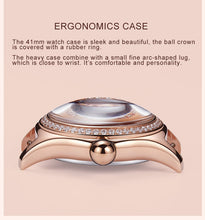 Load image into Gallery viewer, Reef Tiger/RT Blue Dial Fashion Watches for Women Leather Strap Waterproof Automatic Watches Diamond Tourbillon Watch RGA7105