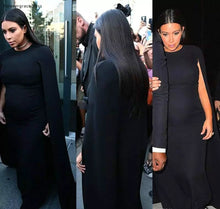 Load image into Gallery viewer, 2019 Kim Kardashian Black Evening Dress Maternity for Pregnant Women Long Holiday Wear Formal Party Gown Custom Made Plus Size